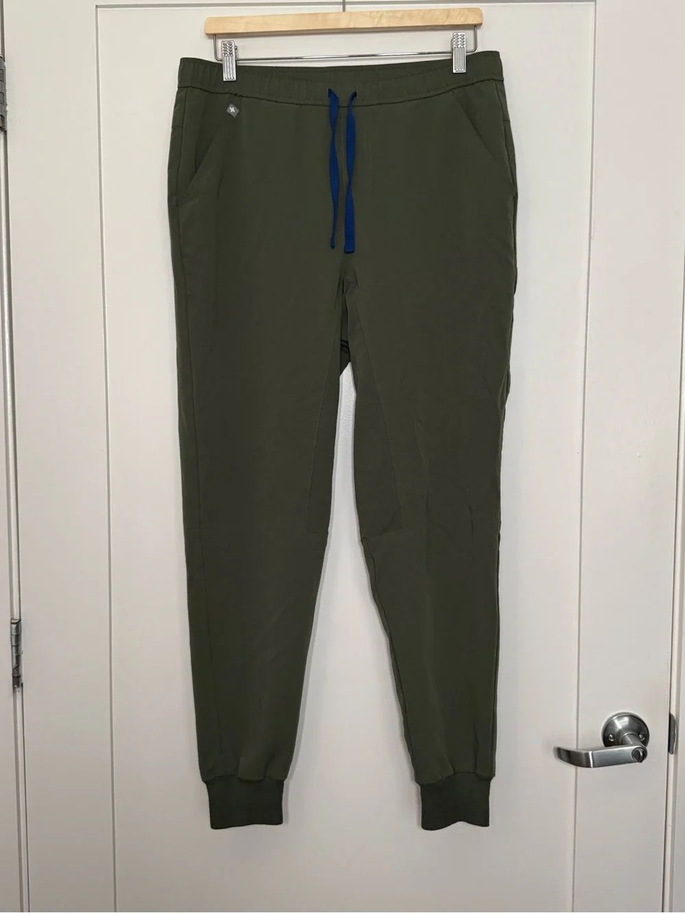 Figs Olive Green Joggers with Navy Drawstring